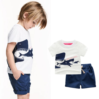 BINIDUCKLING 2PCS Summer Kids Baby Boys Short Sleeve T-Shirt+Shorts Pant Clothes