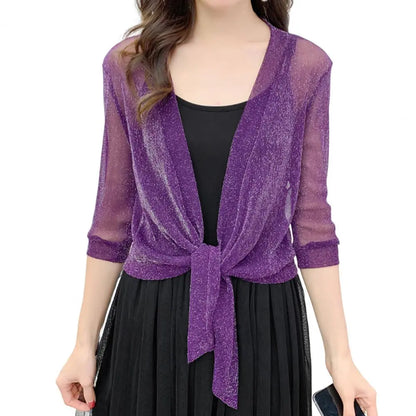 Stylish Jacket Cardigan  Half Sleeve Front Lace-Up Summer Coat