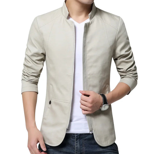 AEMAPE Brand Bomber Jacket Men Stand Collar Mens Jacket Slim Fit Mens Blazer