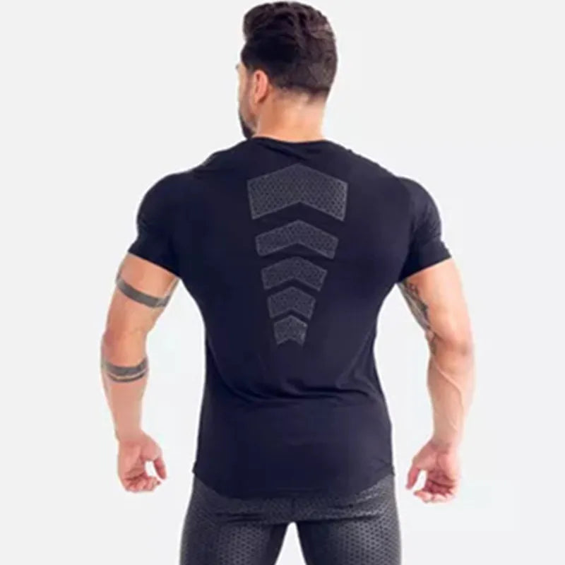 Compression Quick Dry T-Shirt Men Running Sport Skinny Short Tee Shirt Male