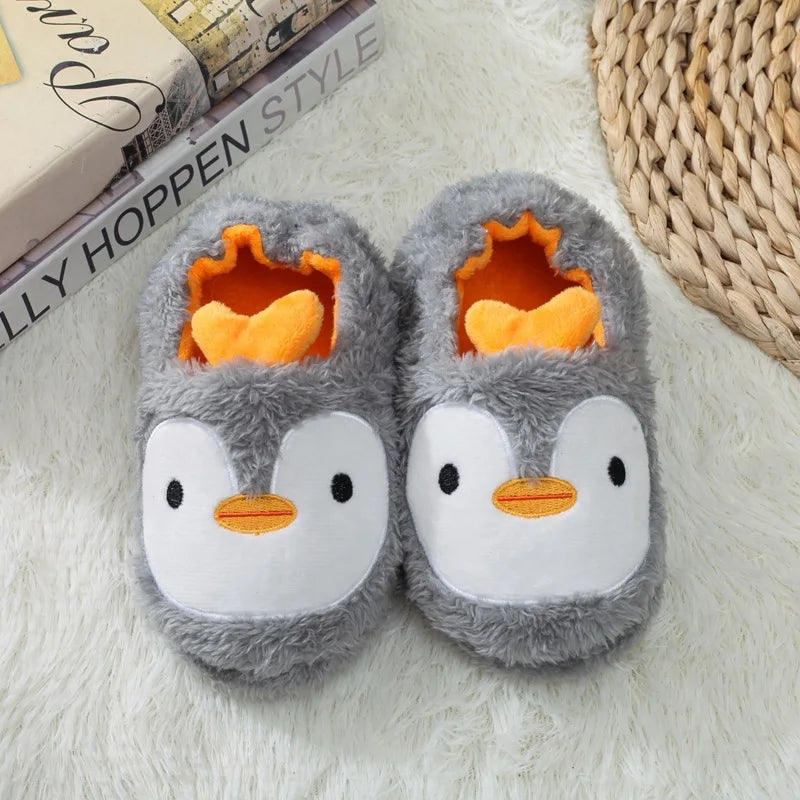 2023 Winter Cute Penguin Kids Slippers Comfortable Baby Warm Cotton Shoes