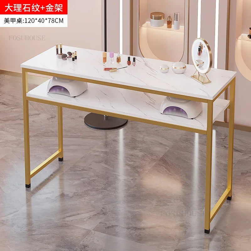 Nordic Single Nail Tables Modern Double Manicure Designer Marble