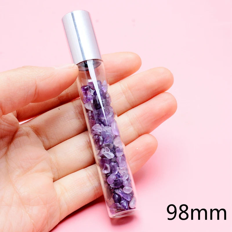 QilmilyNatural Stone Glass Essential Oil Bottle 70/98mm for Women Men Wheel