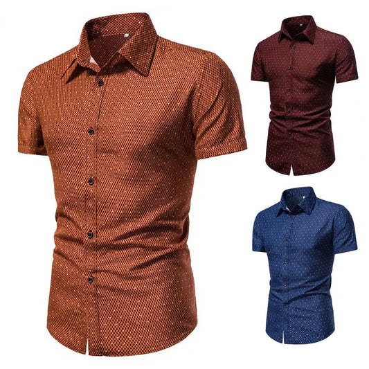 Summer Shirt for Men Daily Casual White Shirts Short Sleeve Button Down Slim