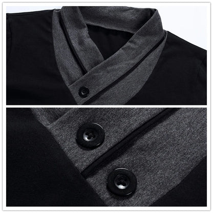 2024 Fashion Brand Trend Slim Fit Long Sleeve T Shirt Men Collar Tee V-Neck