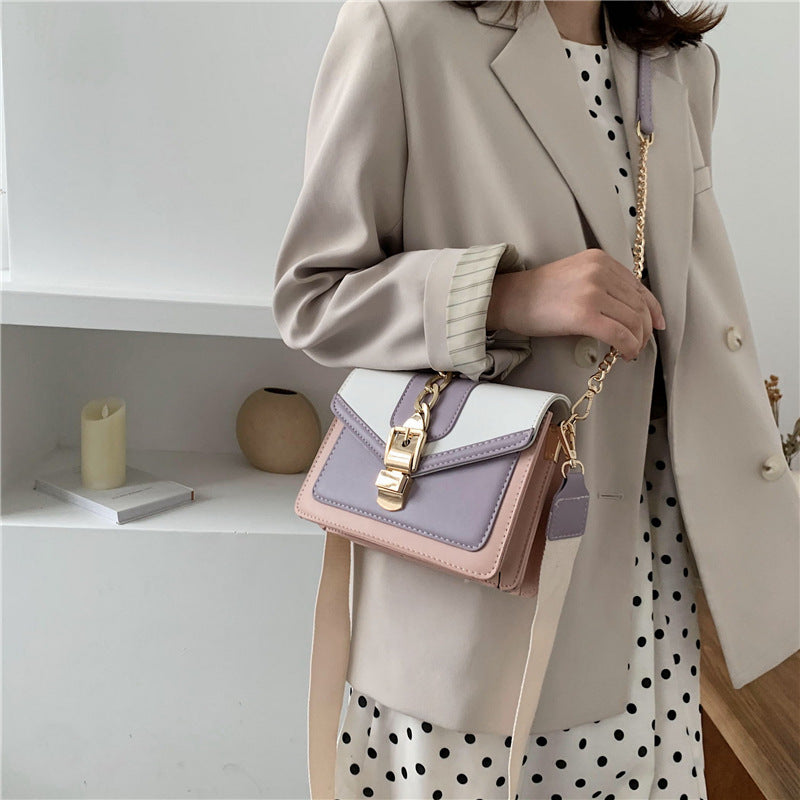 Luxury Designer Contrast Color  Ladies Shoulder Bag Women Small Square Handbags