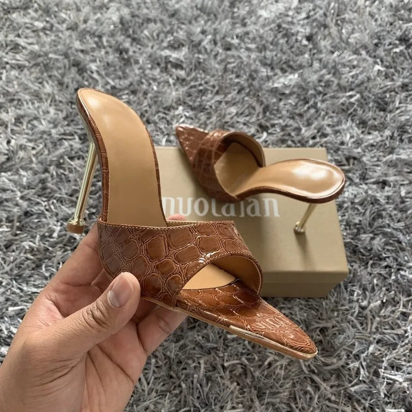 2021 Summer Sandals Sexy Snake Print Slippers Sandal Shoes Women Thin High