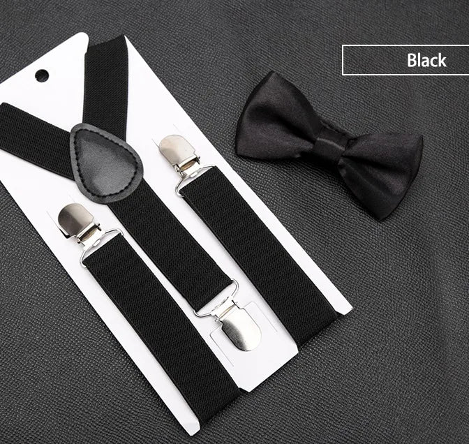 Kids Suspenders With Bowtie Fashion Children Bow Tie Set Boys Suspenders