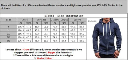 DIMUSI Mens Hoodies Fashion Mens Solid Color Sweatshirt Slim Jackets Mens