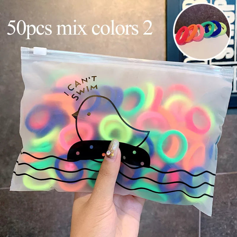 50/100pcs/Set Girls Colorful Nylon Small Elastic Hair