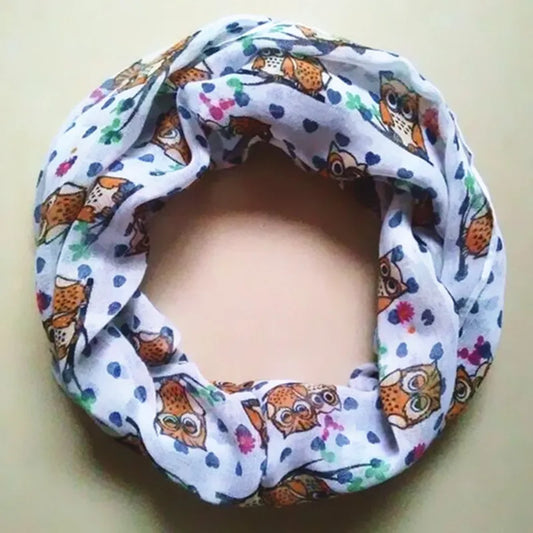 New Girl and Boy Children Small Owl Print Scarf Circle Loop Kids