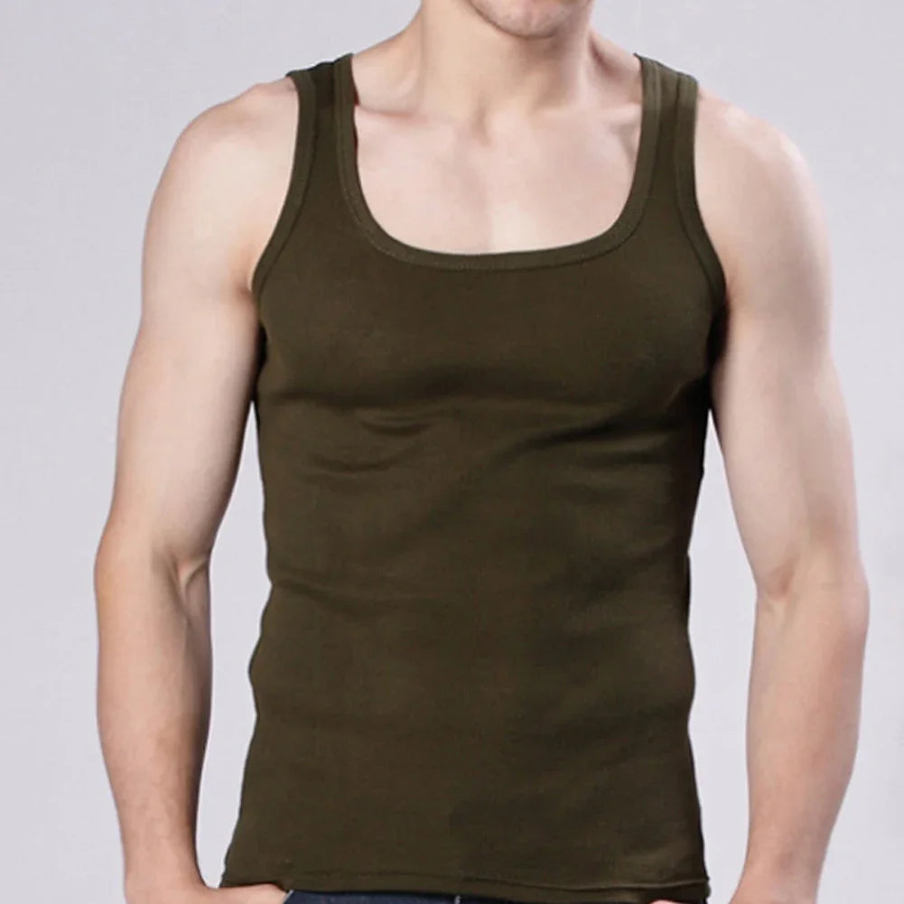 Men Muscle Vests Cotton Underwear Sleeveless Tank Top Solid Muscle Vest