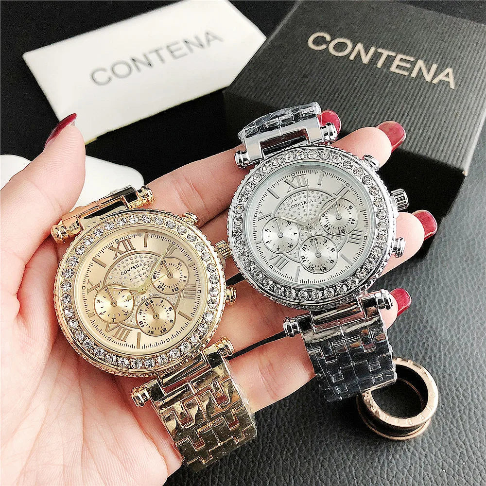 Reloj Mujer Rose Gold Women's Watch Fashion Rhinestone Women Quartz Wrist Watch