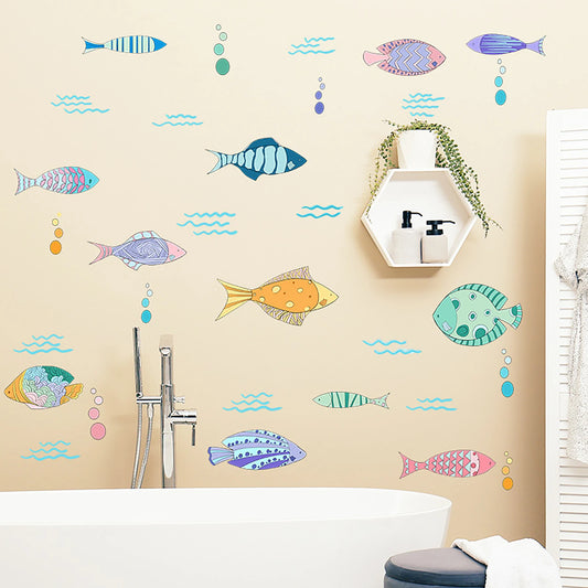 Fish Wall Stickers Bathroom Wall Sticker Wallpaper Wall Art for Kids Ocean Theme