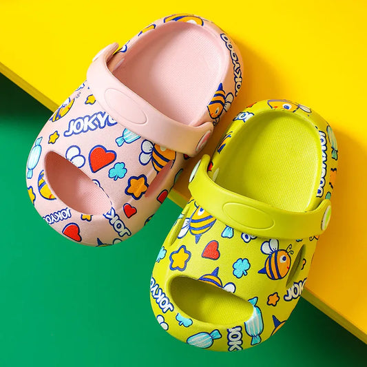 New Kids Slippers for Boys Girls Cartoon Shoes 1-6 Years Non-Slip Flip Flops