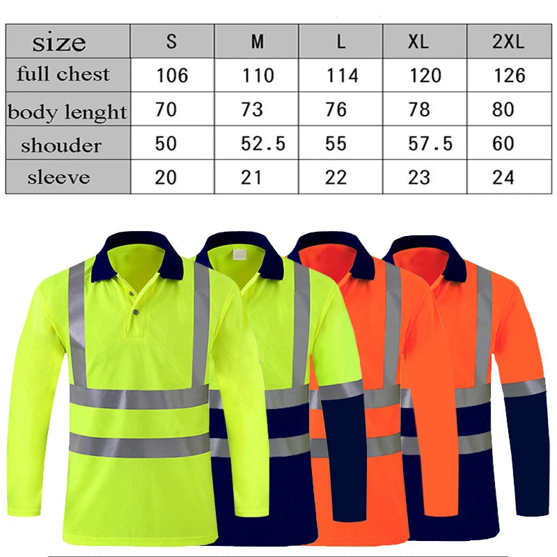 Shirts for Men High Visibility Reflective T-Shirt Long Sleeves Safety Shirt Hi