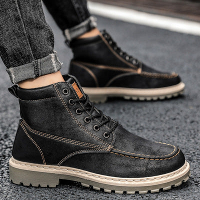 Men High Quality Leather Boots Men Spring Casual Motorcycle Ankle Boots