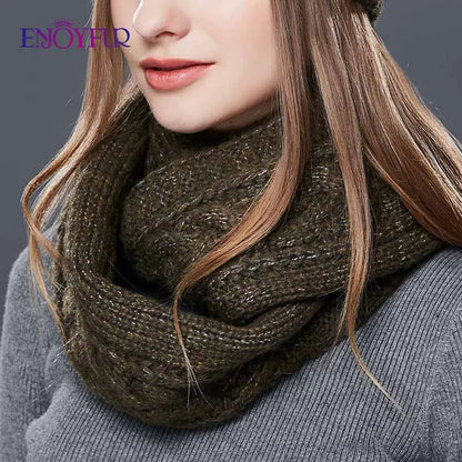 ENJOYFUR Women Winter Scarf Warm Cashmere Knitted Scarf for Girls