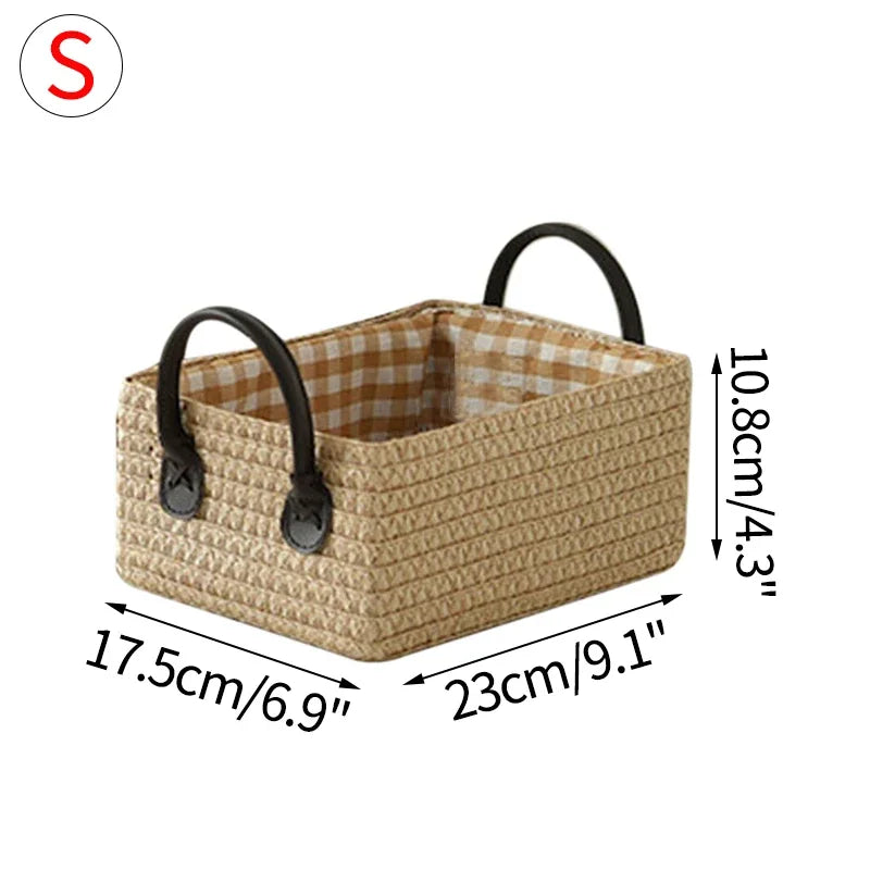 Woven Storage Baskets Foldable Storage Box With Handle Toy Snack Sundries