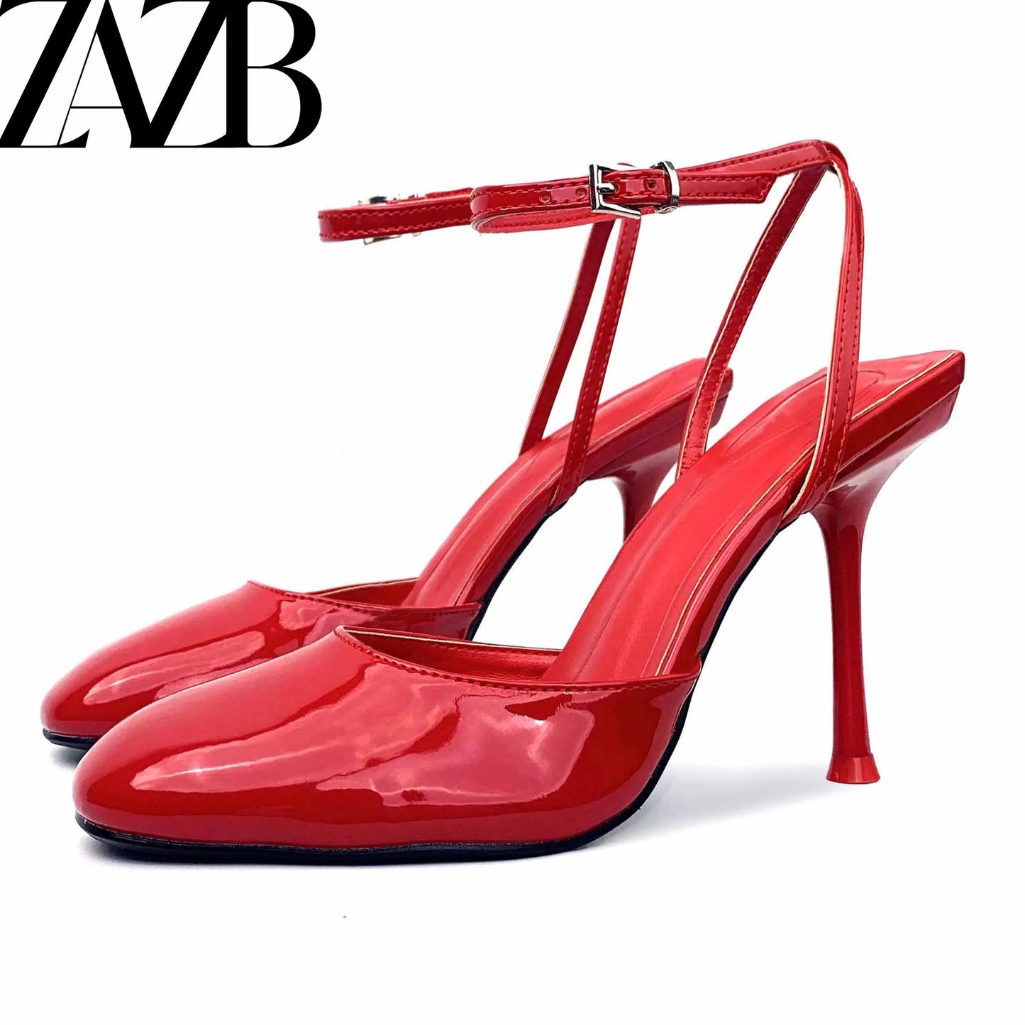 ZA Luxury Rose Red Green Formal Office for Ladies High Heel Shoes Women Sandal.