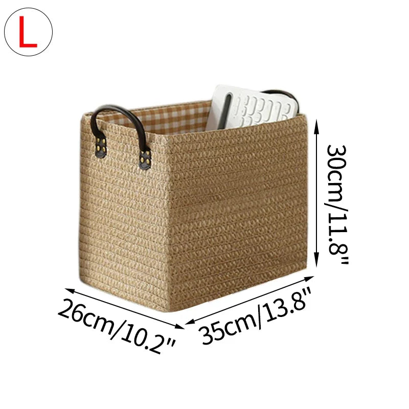 Woven Storage Baskets Foldable Storage Box With Handle Toy Snack Sundries