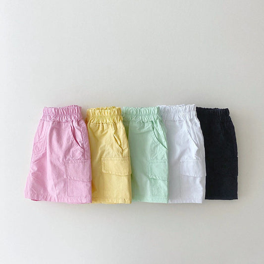 Summer Kids Boys Shorts Solid Color Baby Girl Shorts Cotton Linen Bread Short