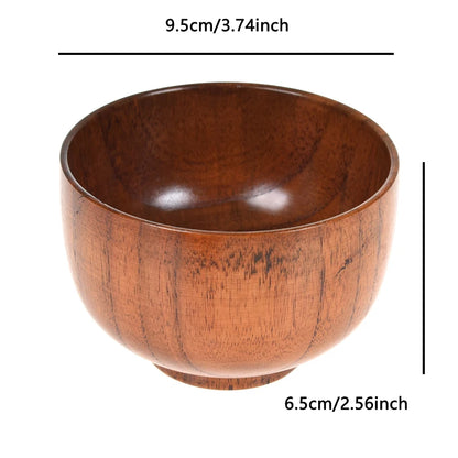 Wooden Bowl Japanese Style Soup Salad Coconut Grinding Tableware