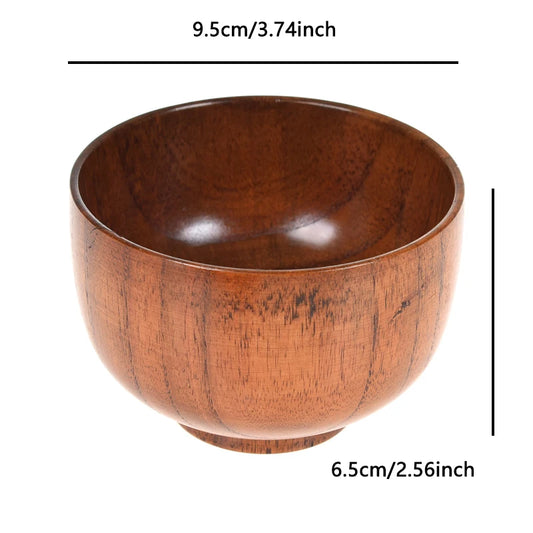 Wooden Bowl Japanese Style Soup Salad Coconut Grinding Tableware