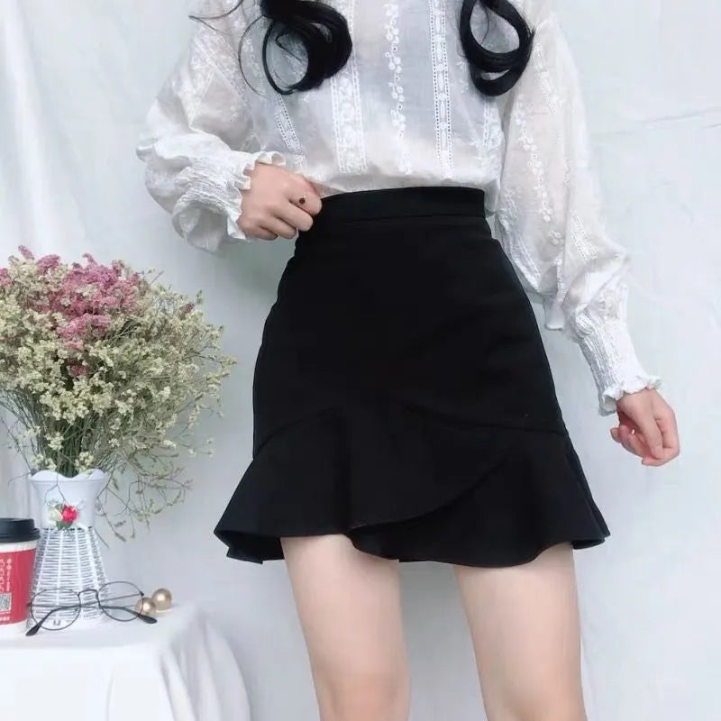 Skirts Women Summer Ruffles Korean Style Hip-Skirt Slender Mini skirt