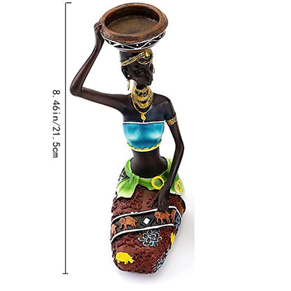 Statue Sculpture Candleholder African Figurines 8.5" Candle Holder