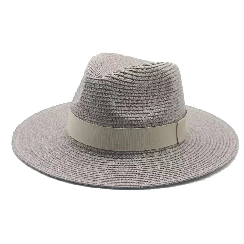 Hats for Women Bucket Sun Hats Ribbon Band Men Hat Straw Summer Panama Formal