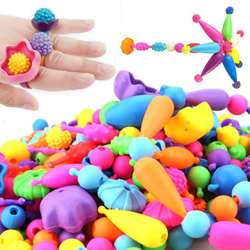 Child Pop Beads Girls Toys Creativity Needlework Kids Crafts