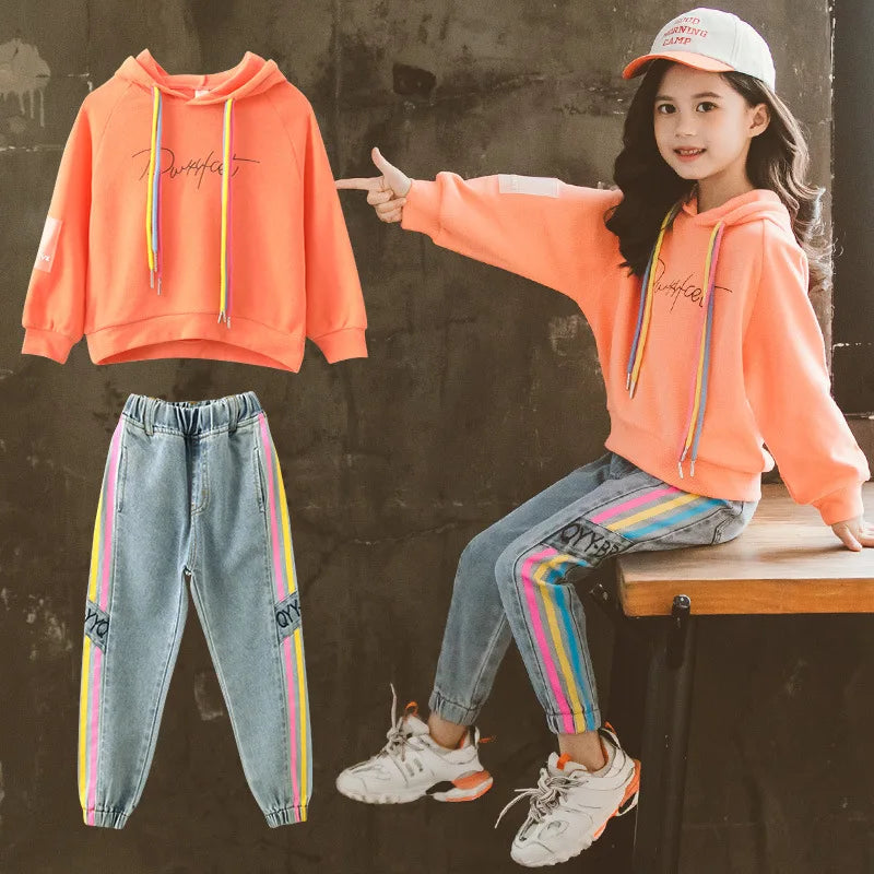 Children Clothing Set Hoodie Jeans Kids Tracksuit 2023 Spring Girls Costume Kids