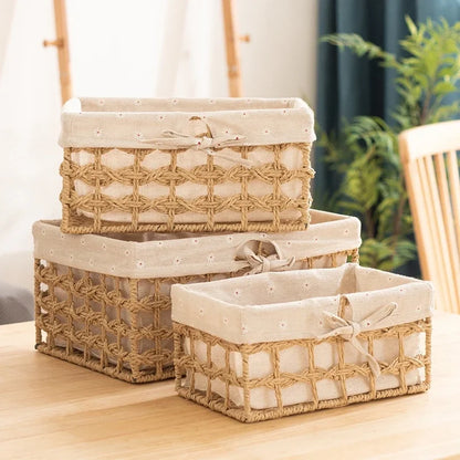 Handmade Storag Basket Woven Storage Baskets Desktop Sundries Organize