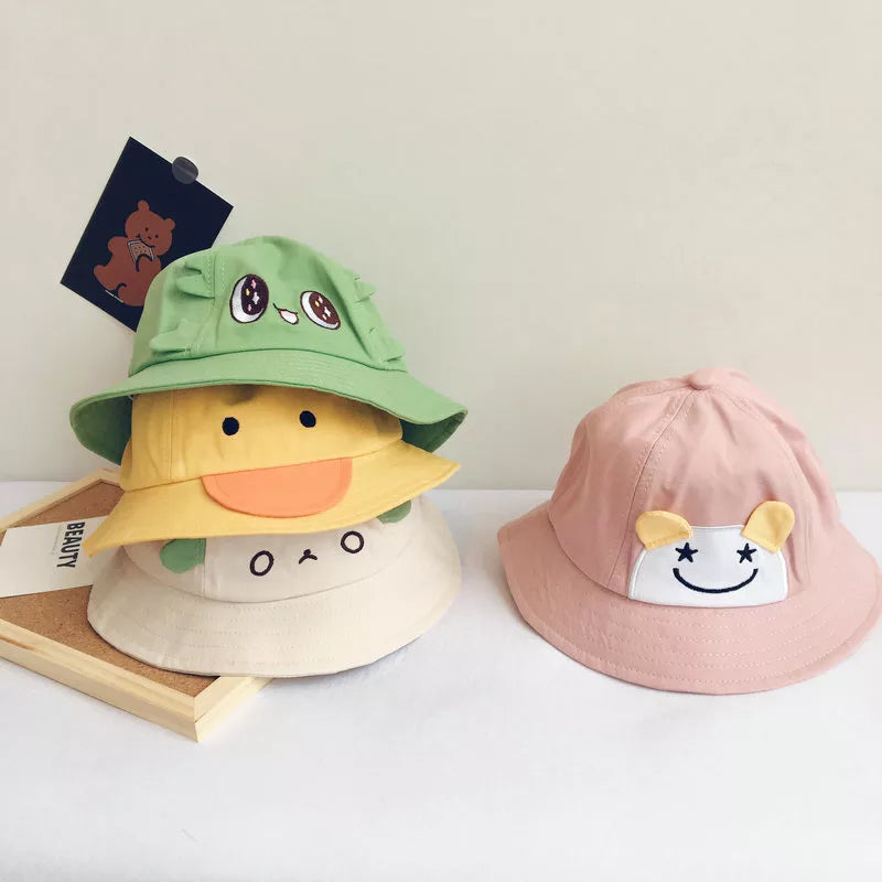 2-6 Years Old Panama Cap for Kids Spring Summer Cartoon Bucket Hats