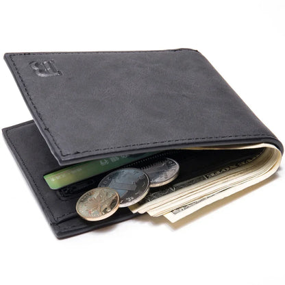 New Men's Short Wallet Multifunction Fashion Iron Credit Card Holders Pu Money