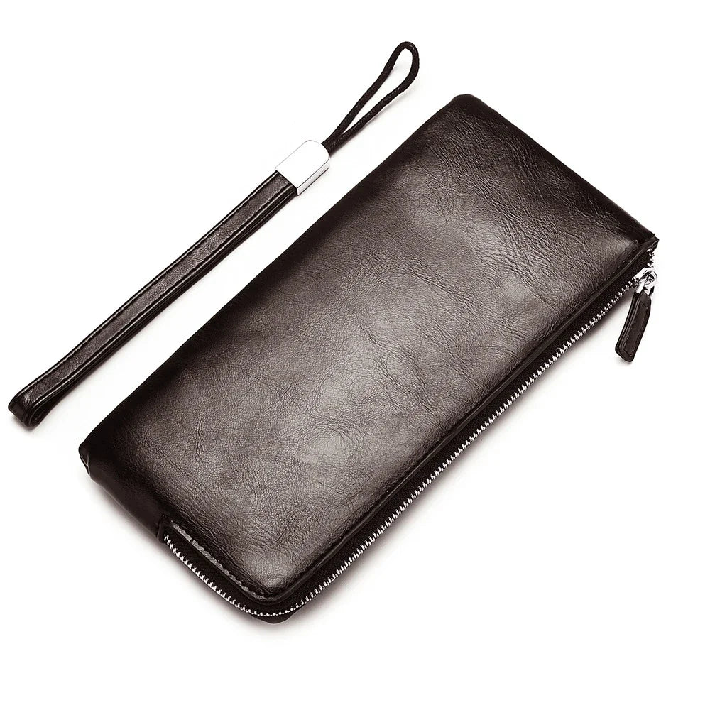 New Business Style Men's Clutch Large Wallet Soft PU Leather Male Wristlet Pack