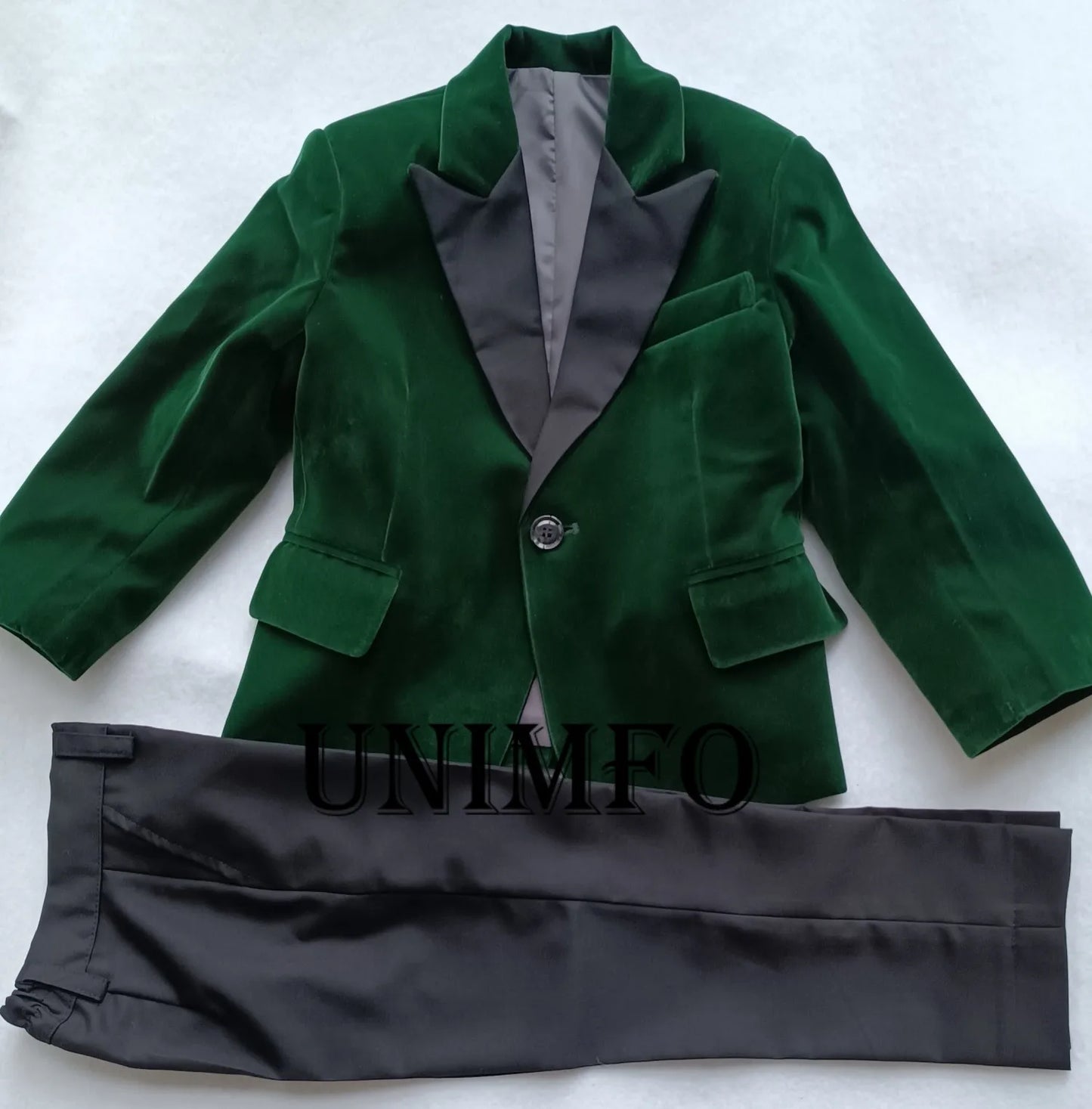 Green Velvet Boys Suits for Wedding Clothing Kids Birthday Party Formal Outfits