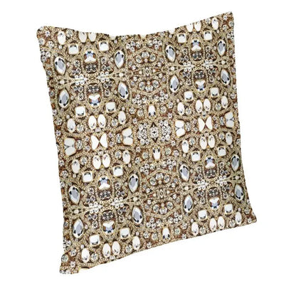 Modern Jewelry Gemstone Silver Crystal Cushion Cover Polyester Glitter