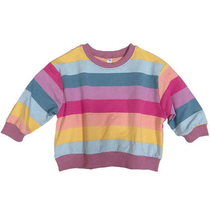 Baby Kids Hoodies Korean Autumn Sweatershirt Rainbow Striped