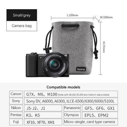 BOONA Camera Bag Backpack Lens Bag Drawstring Pouch Fleece Waterproof Camera