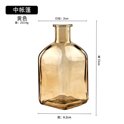 Colorful Glass Vase Transparent Simple Glass Bottle Table Crafts Ornaments