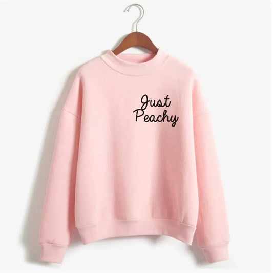 Women Print Hoody  Tracksuit Hoodies Winter Pink Sweatshirts Peachy Crewneck