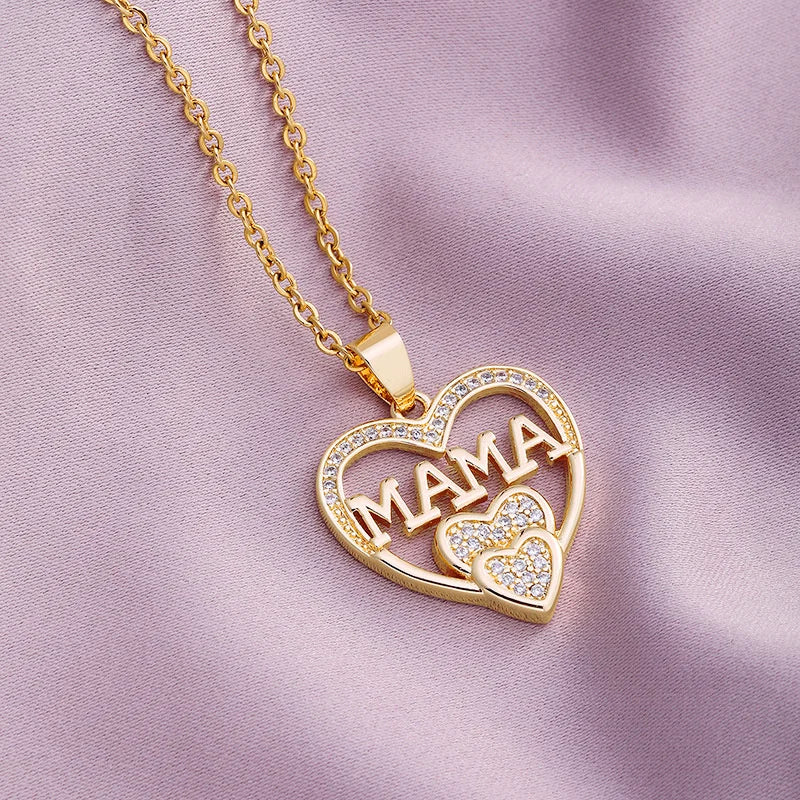 Mother's Day Mama Letter Pendant Necklace for Women Stainless Steel Mom