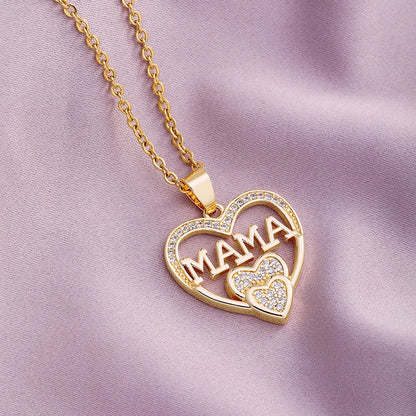 Mother's Day Mama Letter Pendant Necklace for Women Stainless Steel Mom