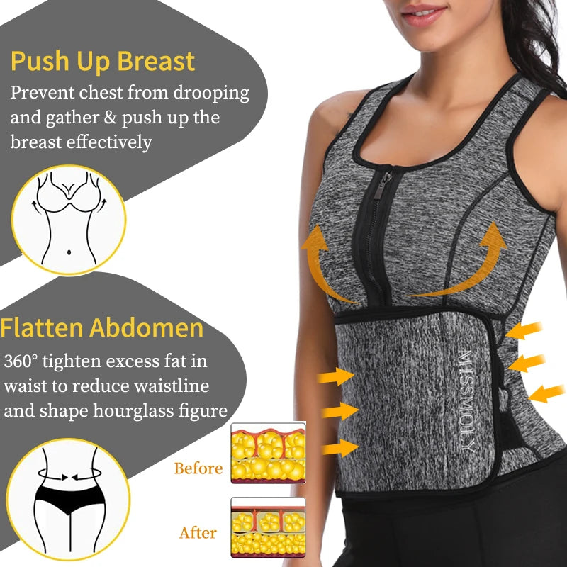 Women Neoprene Waist Trainer Sweat Sauna Suit Waist Cincher Slimming Vest