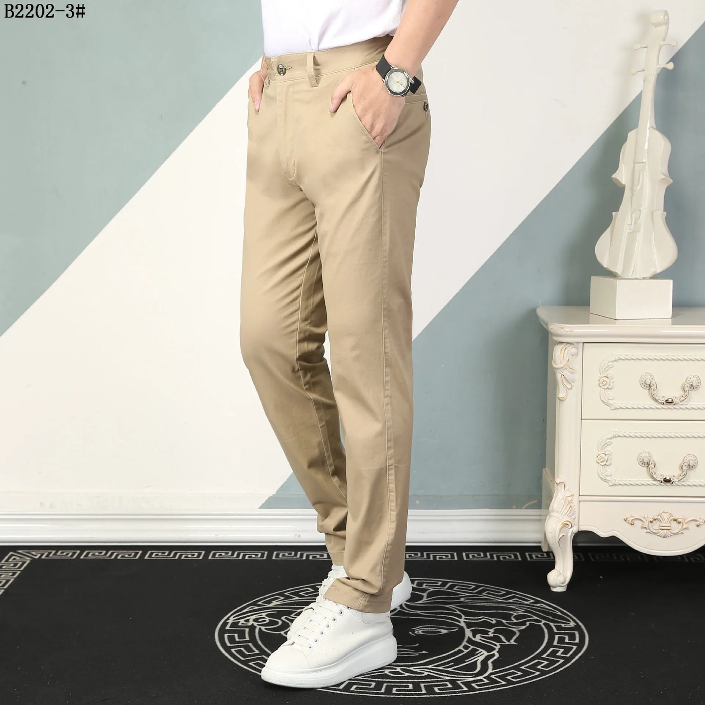 2022 Wholesale Custom Slim Fit Baggy Trousers Men's Pants Men Khaki Chino Pants