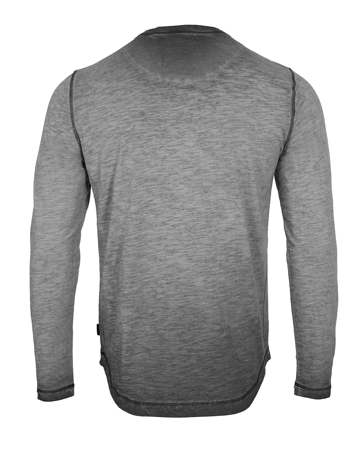 NEW - Men's Long Sleeve Crew Neck Vintage Wash T-Shirt With Curved Bottom Hem