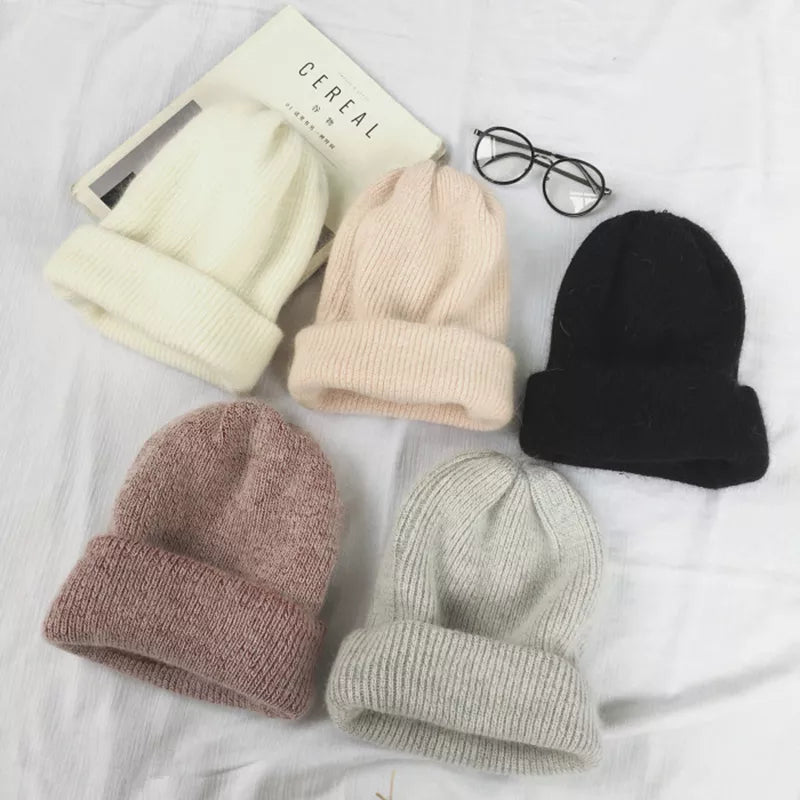 Autumn Winter Rabbit Hair Winter Skullies Hat Fashion Warm Beanies Hats Casual