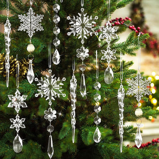 Acrylic Snowflake Simulation Ice Pendants  Home Decorations New Year Gift 2025